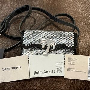 Palm Angels Rhinestone Micro Mini Crossbody Bag Black Silver NWT Authentic